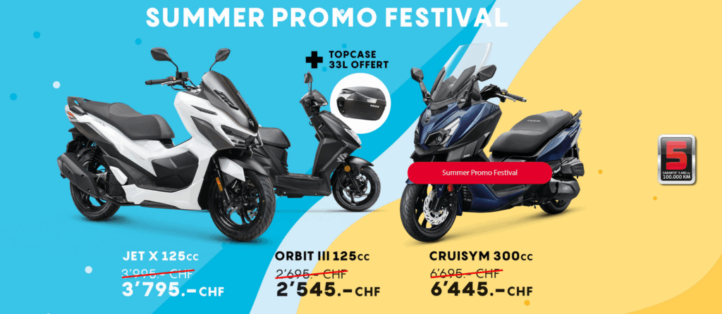 Action d'été Scooter Sym Suisse